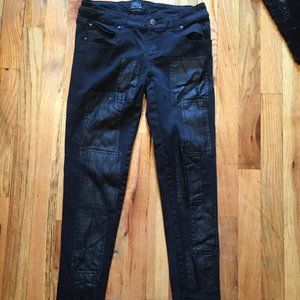 TRIPP NYC PLEATHER PATCHWORK TWILL PANT BLACK SZ 3
